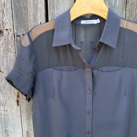 Bailey 44 Silk Mixed Media Shirt Dress Grey M - Picture 4 of 15